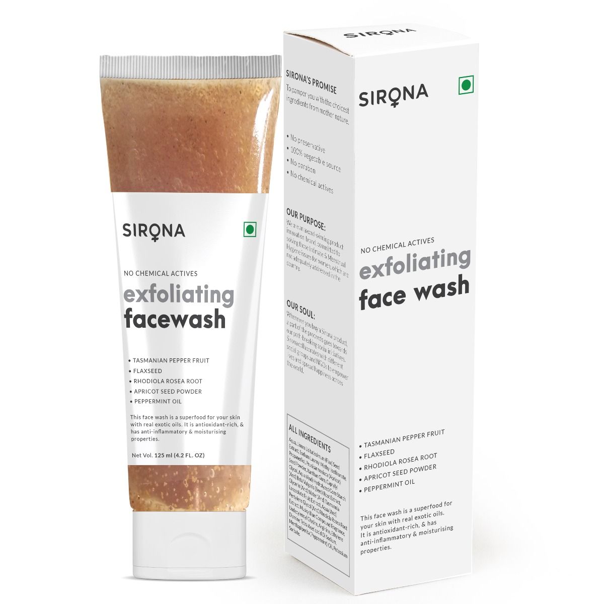Sirona Natural Exfoliating Facewash, 125 ml, Pack of 1 