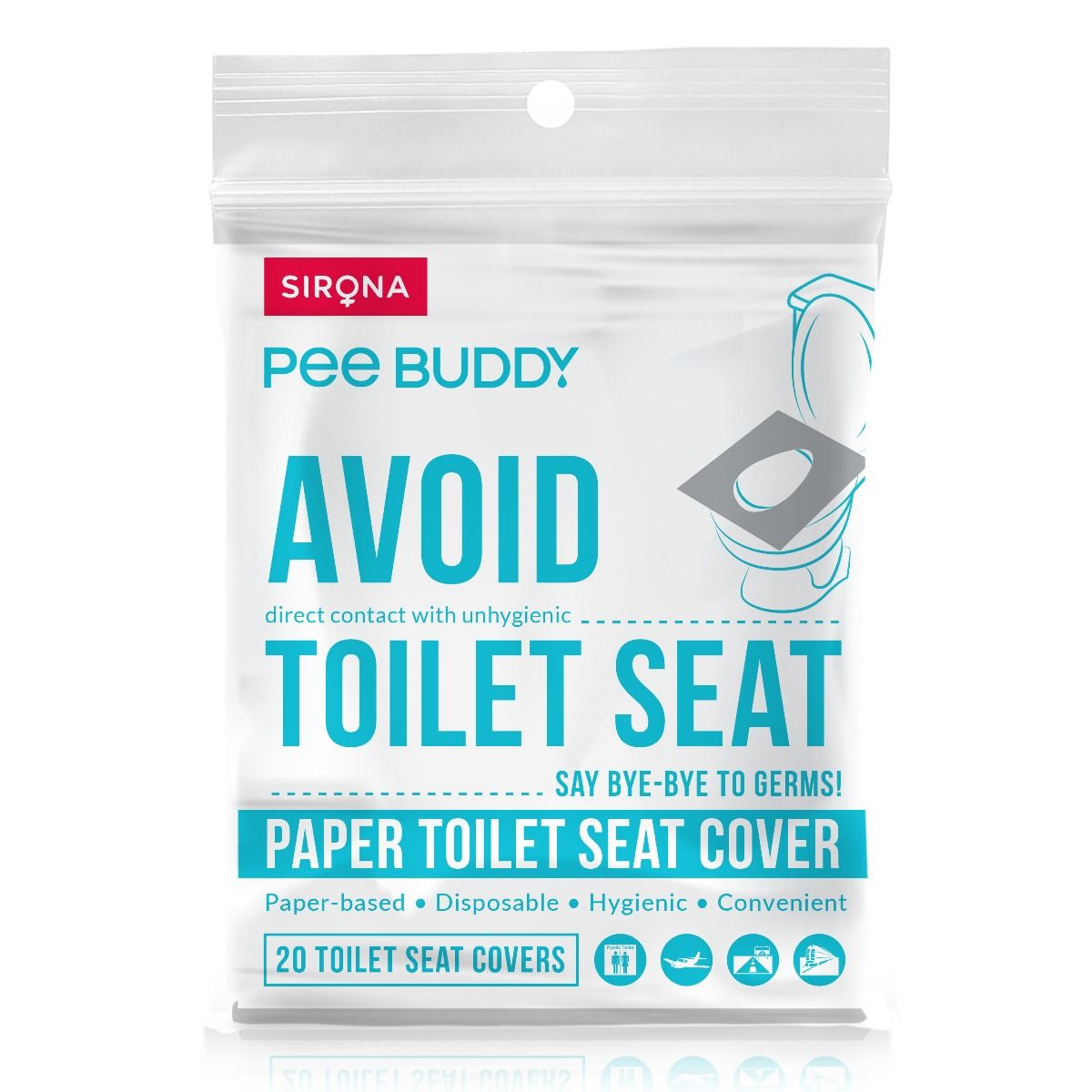 Sirona Pee Buddy Paper Toilet Seat Cover, 20 Count, Pack of 1 