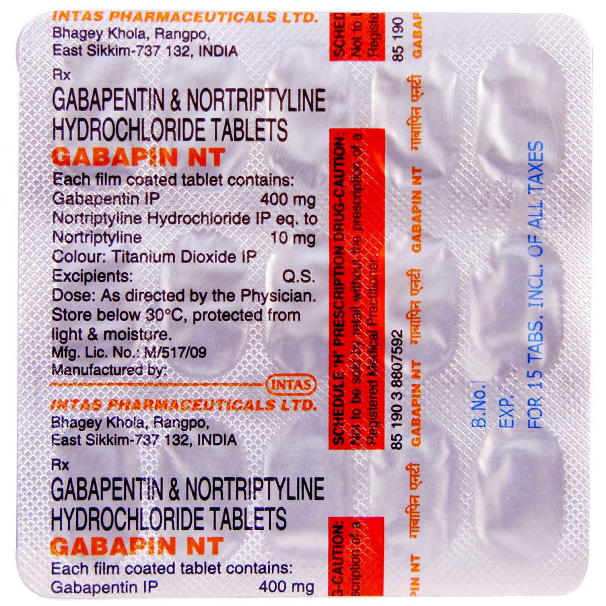 Gabapin Nt Tablet 15's Price, Uses, Side Effects, Composition - Apollo 