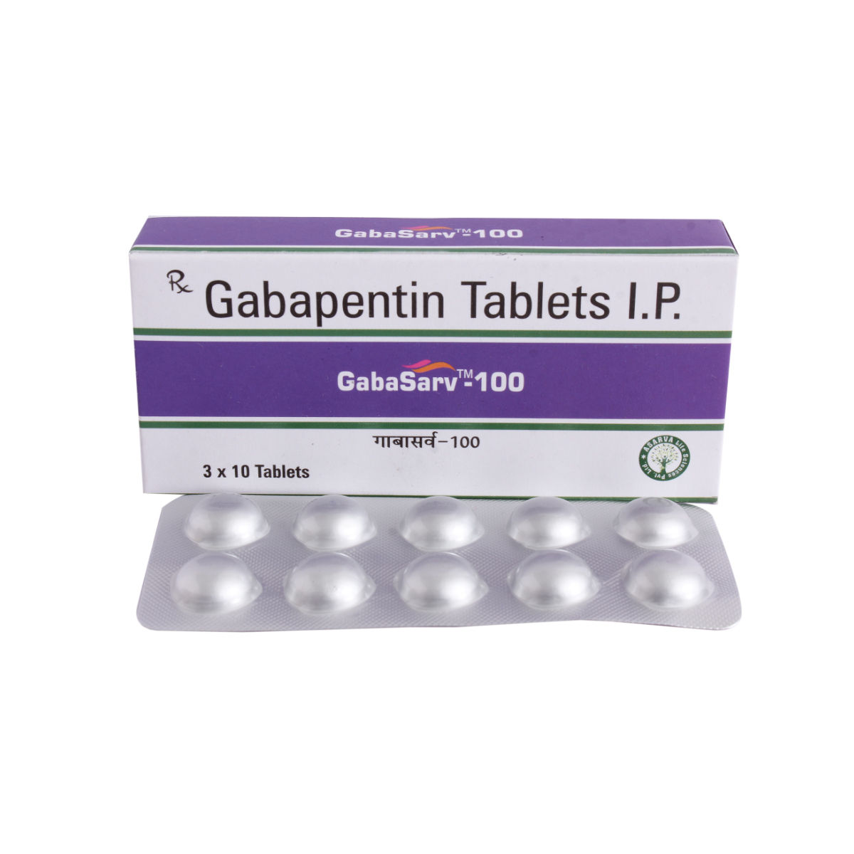 Gabasarv-100mg Tablet 10's, Pack of 10 TabletS