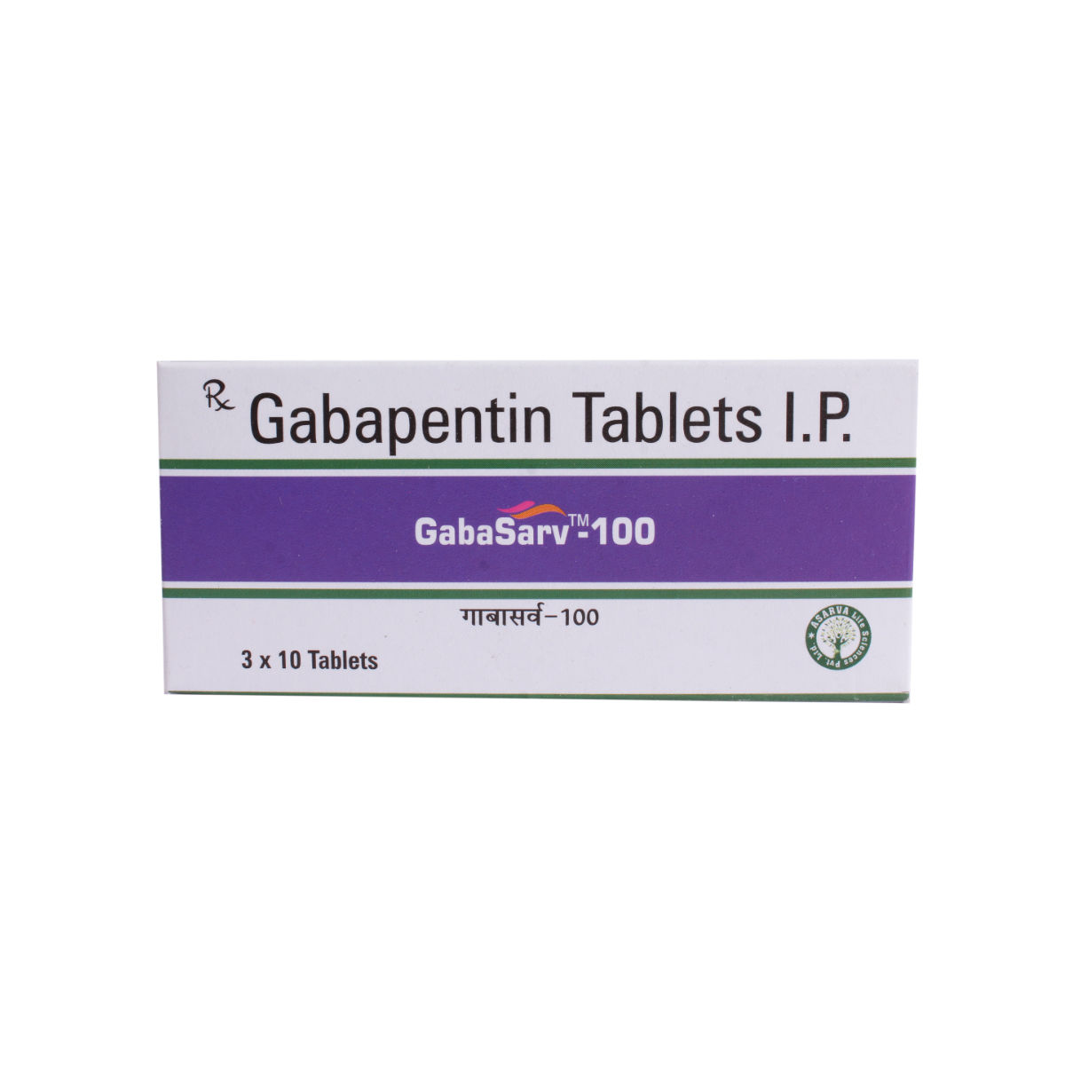 Gabasarv-100mg Tablet 10's, Pack of 10 TabletS