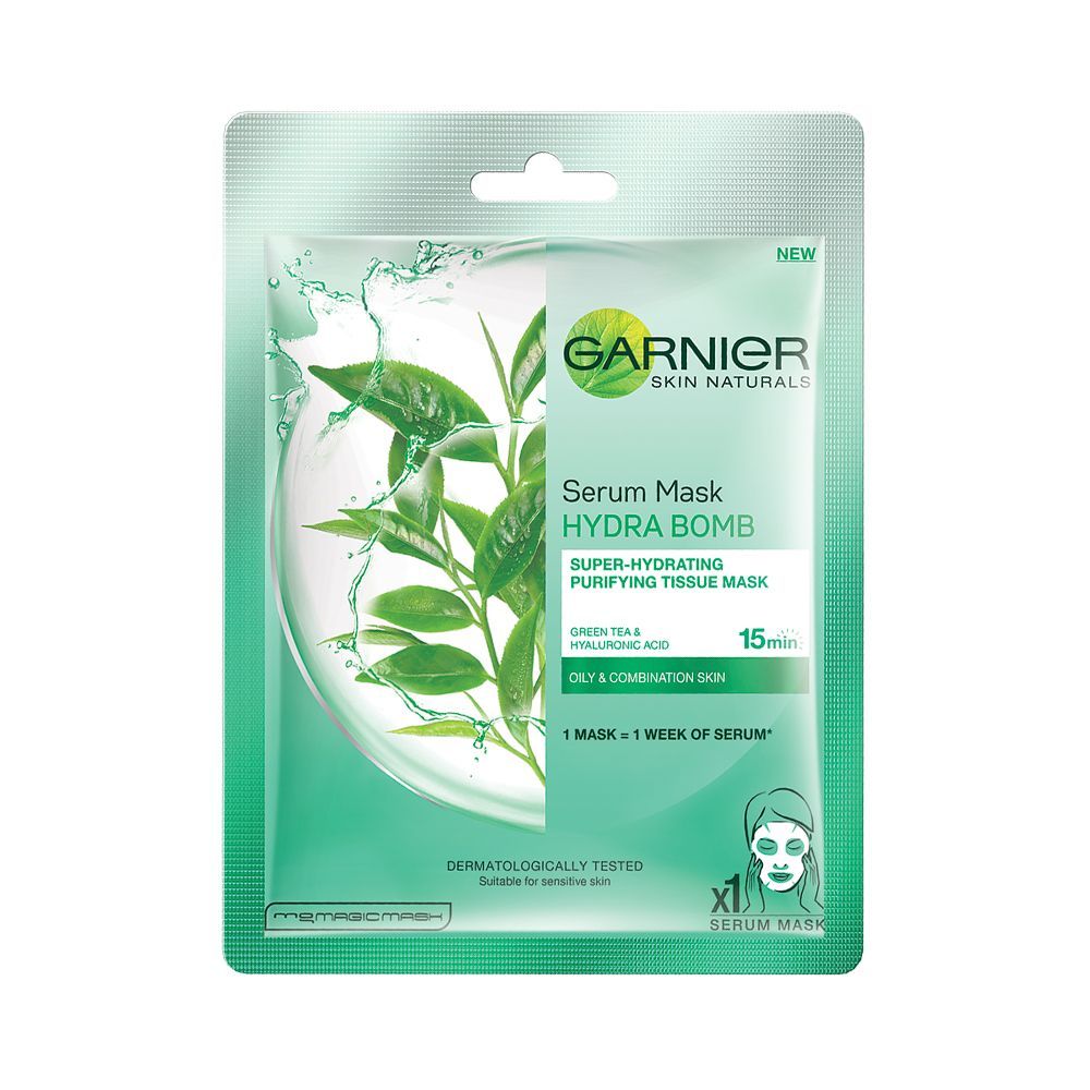 Garnier Skin Naturals, Green, Face Serum Sheet Mask (Green), 32g, Pack of 1 
