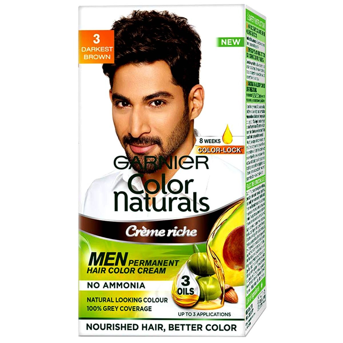 Somatische cel Saai Vereniging Garnier Colour Naturals Crème Riche Men Hair Colour Cream Shade 3, Darkest  Brown, 30 ml+ 30 gm Price, Uses, Side Effects, Composition - Apollo Pharmacy