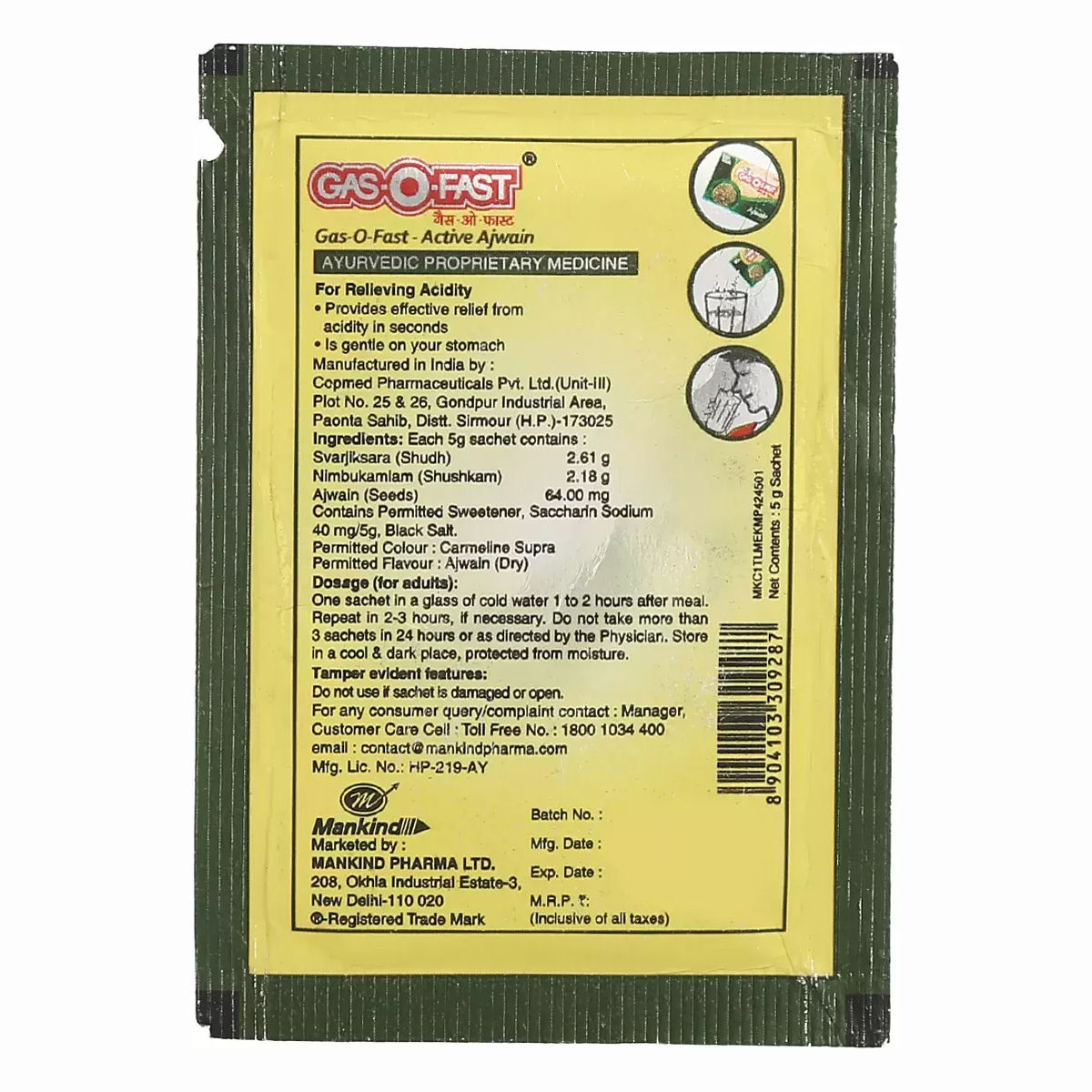 Gas-O-Fast Active Ajwain Sachet, 5 gm, Pack of 1 
