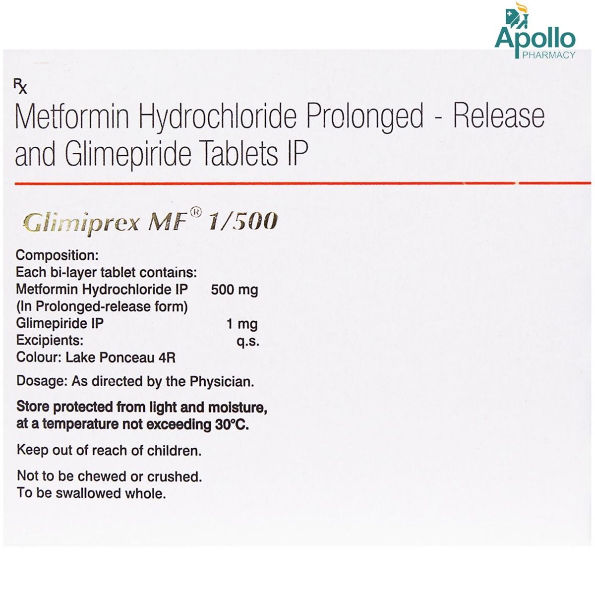 Glimiprex Mf 1 500 Tablet 10 S Price Uses Side Effects Composition Apollo Pharmacy