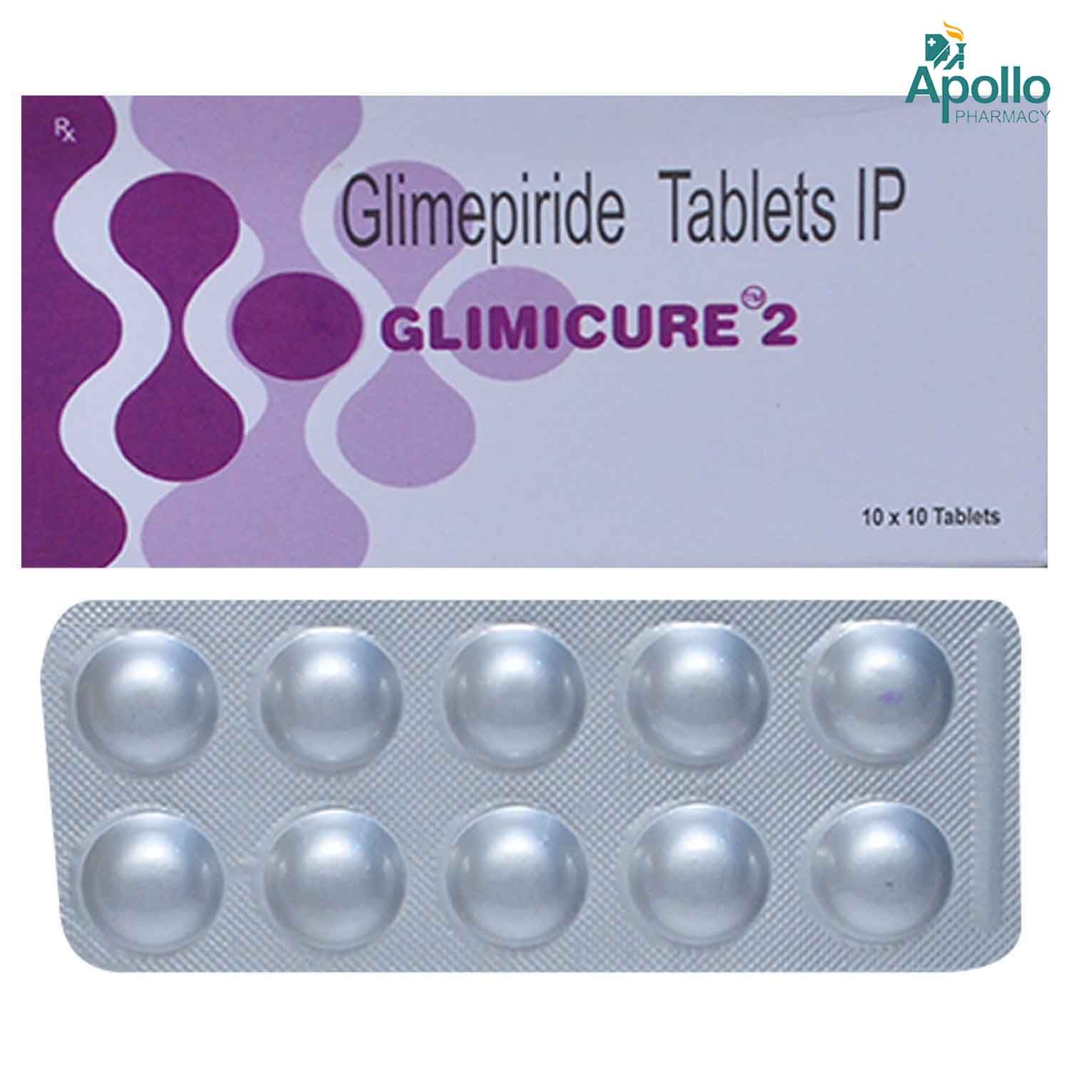 GLIMICURE 2MG TABLET, Pack of 10 TABLETS