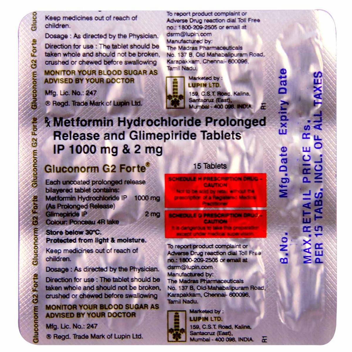 Gluconorm G2 Forte Tablet 15's Price, Uses, Side Effects, Composition ...