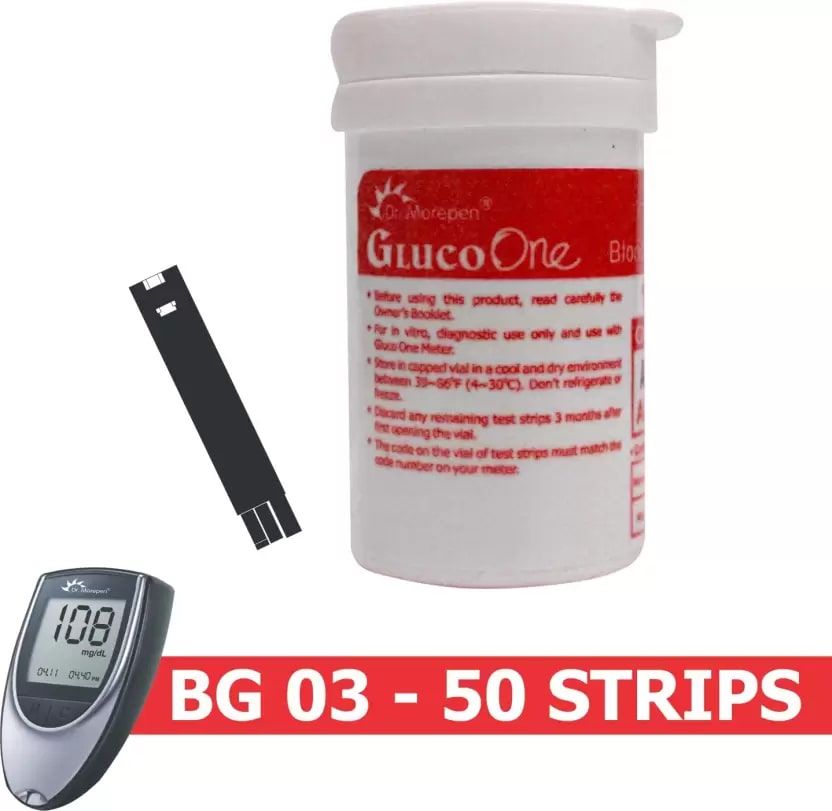 Dr. Morepen Gluco One BG-03 Blood Glucose Test Strips, 50 Count, Pack of 1 