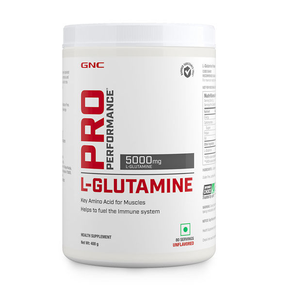 Buy GNC Pro Performance 5000 mg L-Glutamine Unflavoured Powder, 400 gm Online