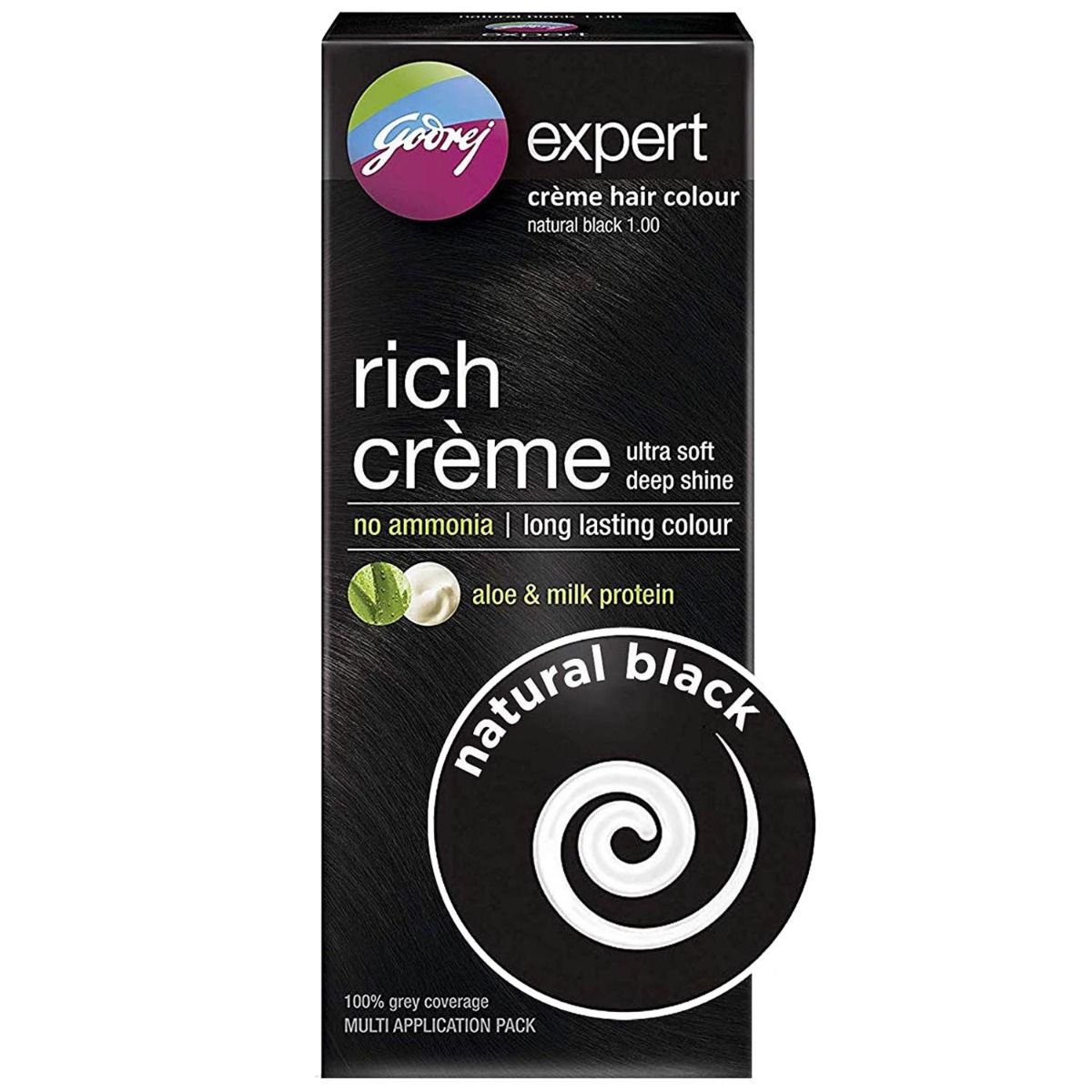Godrej Expert Rich Creme Shade 1.0 Hair Color, Natrual Black, 50 gm, Pack of 1 