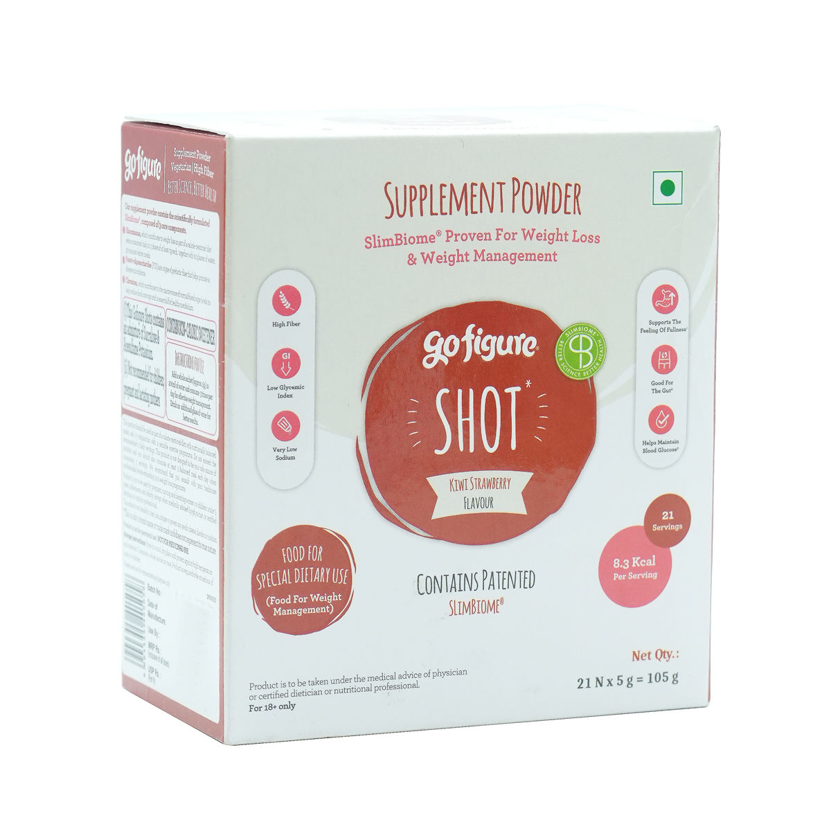 GoFigure Weight Management Shot Kiwi Strawberry Flavour Powder, 105 gm (21x5 gm), Pack of 1 