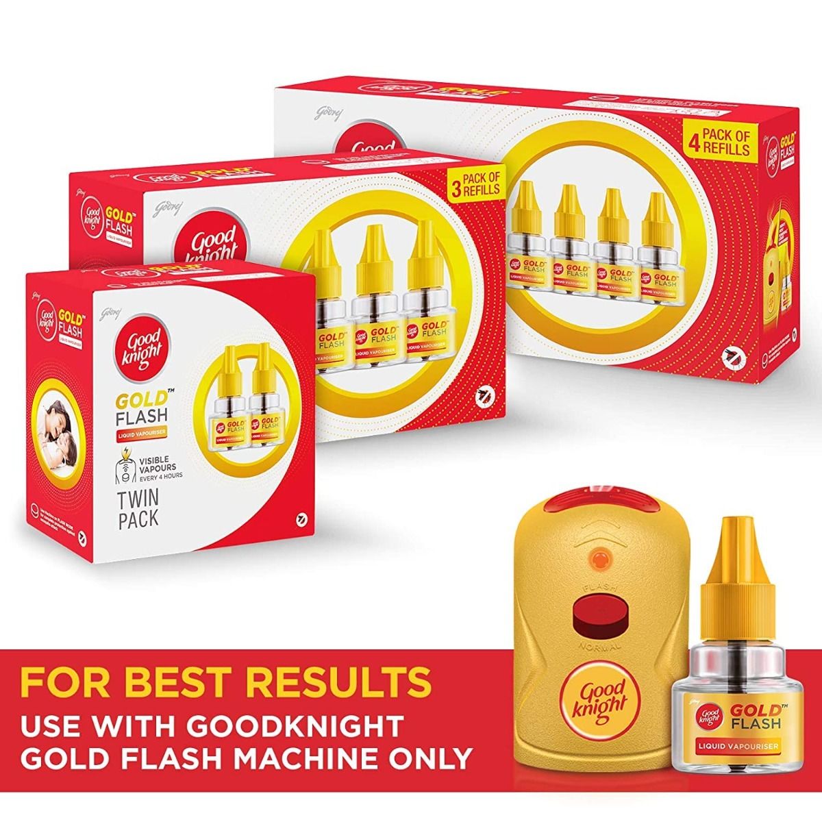 Good Knight Gold Flash Liquid Vapouriser, 90 ml (2x45 ml), Pack of 1 