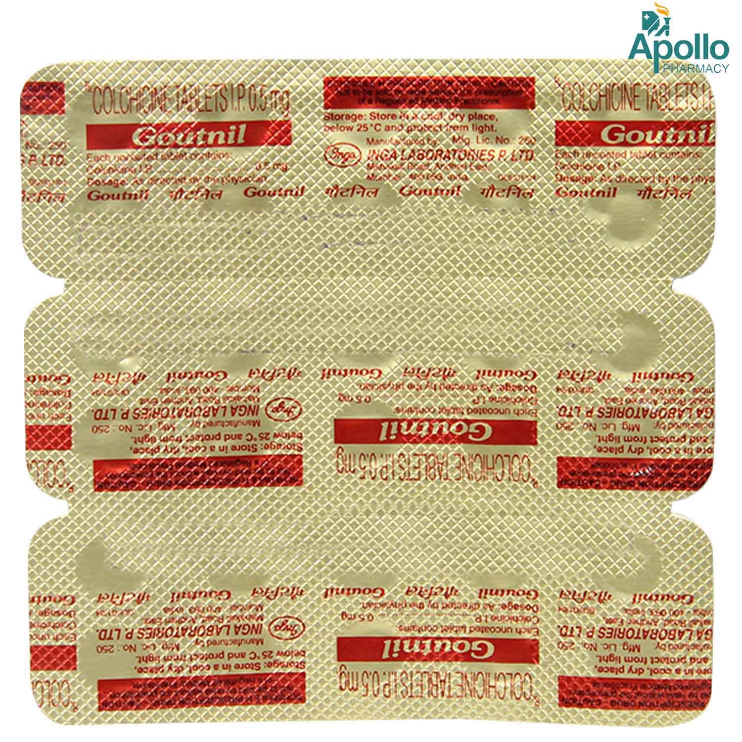 Goutnil Tablet 10's Price, Uses, Side Effects, Composition Apollo