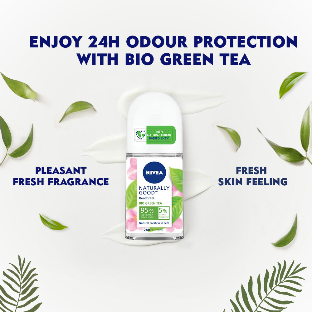 Nivea Naturally Good Bio Green Tea Roll On Deodorant, 50 ml, Pack of 1 