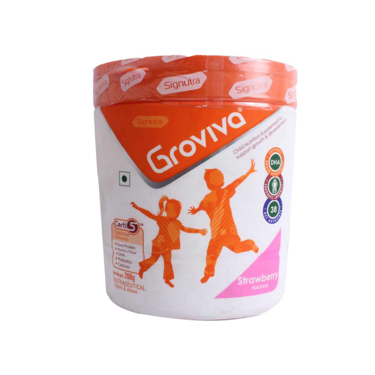 Buy Groviva Wholesome Child Nutrition Strawberry Flavour Powder, 200 gm Online