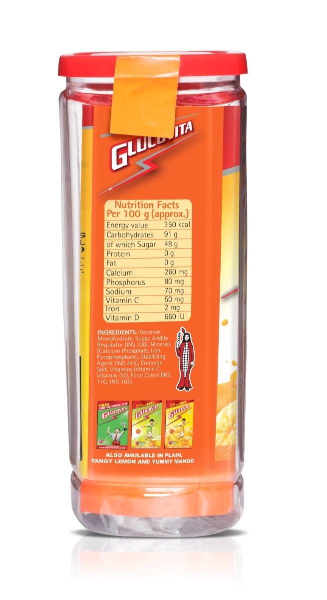 Glucovita Juicy Orange Flavour Powder, 500 gm ( Free Pet Jar ) Price