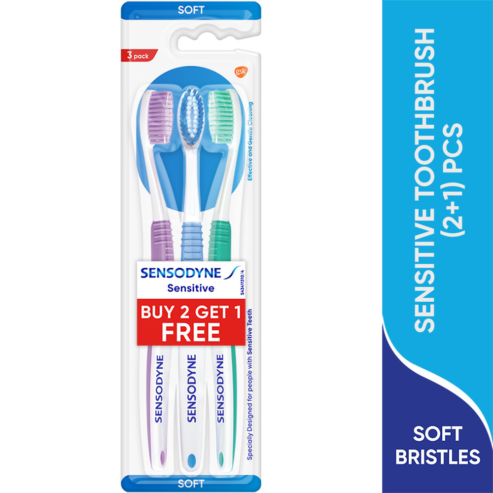 Buy Sensodyne Sensitive Soft Toothbrush, 3 Count (Buy 2 Get 1 Free) Online
