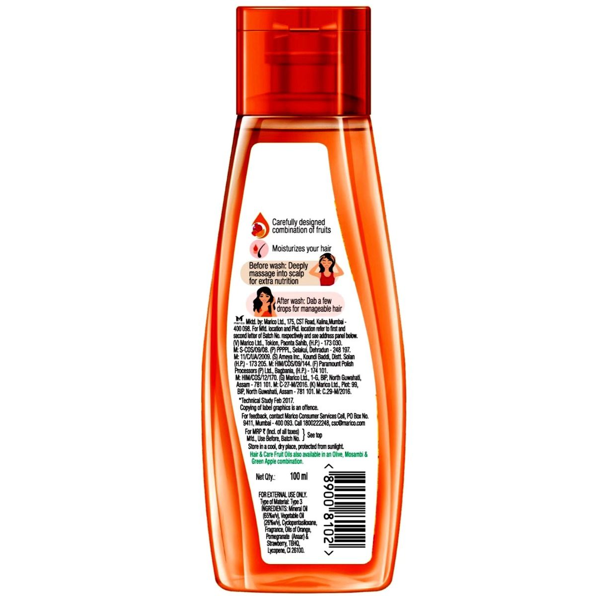 Hair & Care Moisturising Fruit Oils Non Sticky Hair Oil, 100 ml, Pack of 1 