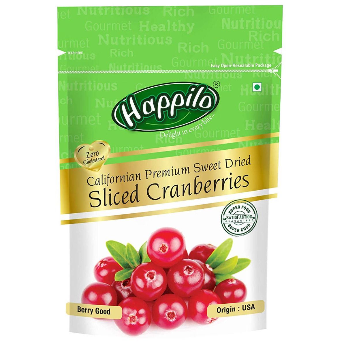 Buy Happilo Californian Premium Sweet Dried Sliced Cranberries, 200 gm Online