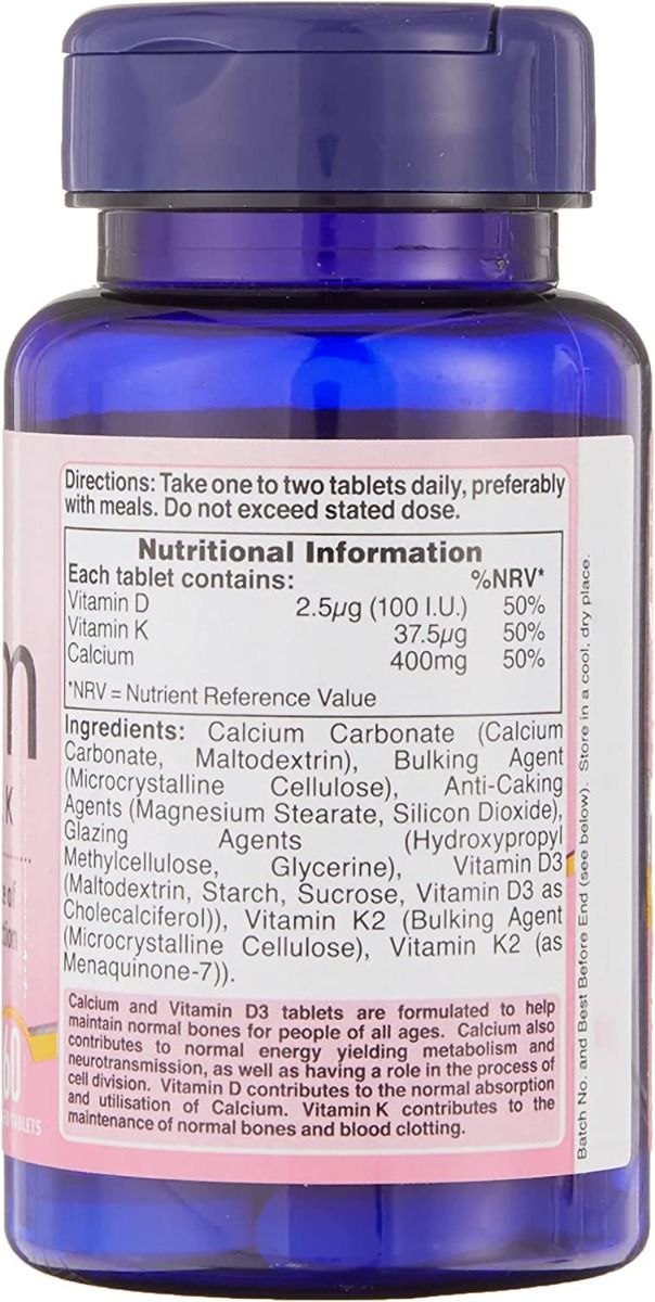 Holland & Barrett Calcium with Vitamins D and K, 60 Tablets, Pack of 1 
