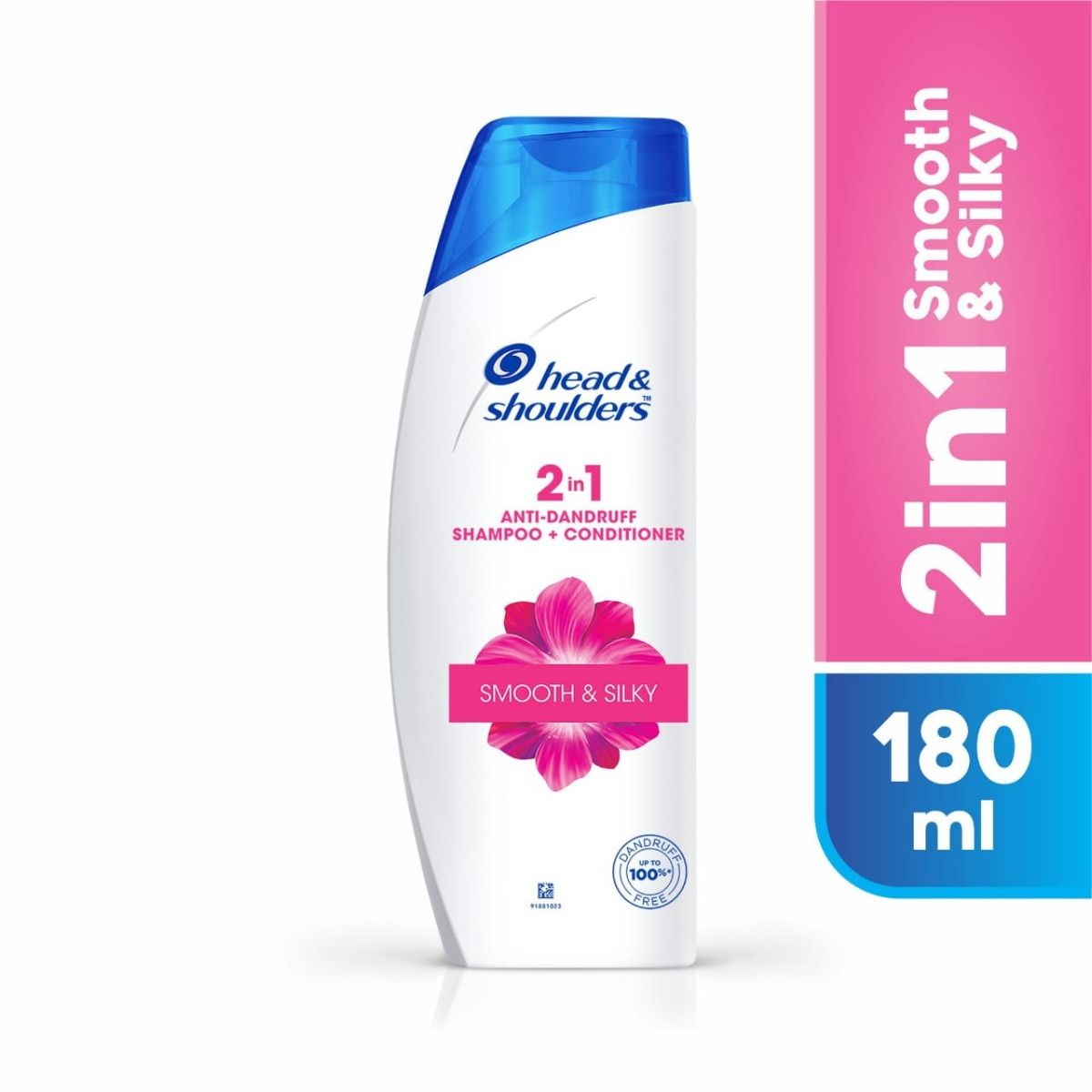Head & Shoulders 2 in 1 Smooth & Silky Anti-Dandruff Shampoo + Conditioner, 180 ml, Pack of 1 