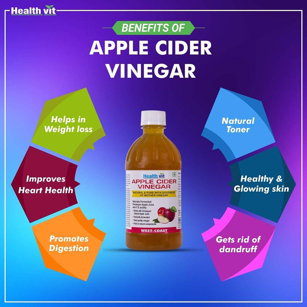 Healthvit Organic Apple Cider Vinegar, 500 ml, Pack of 1 