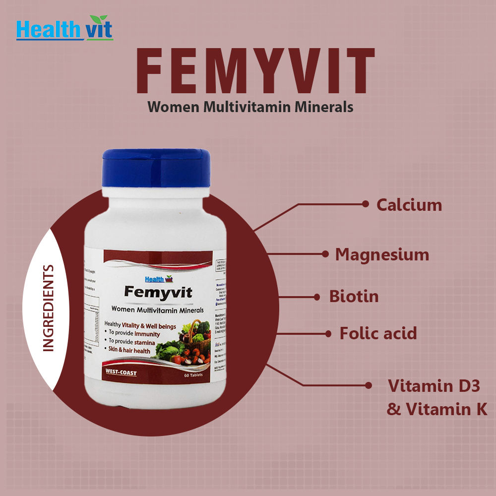 Healthvit Femyvit Women Multivitamin Minerals, 60 Tablets, Pack of 1 