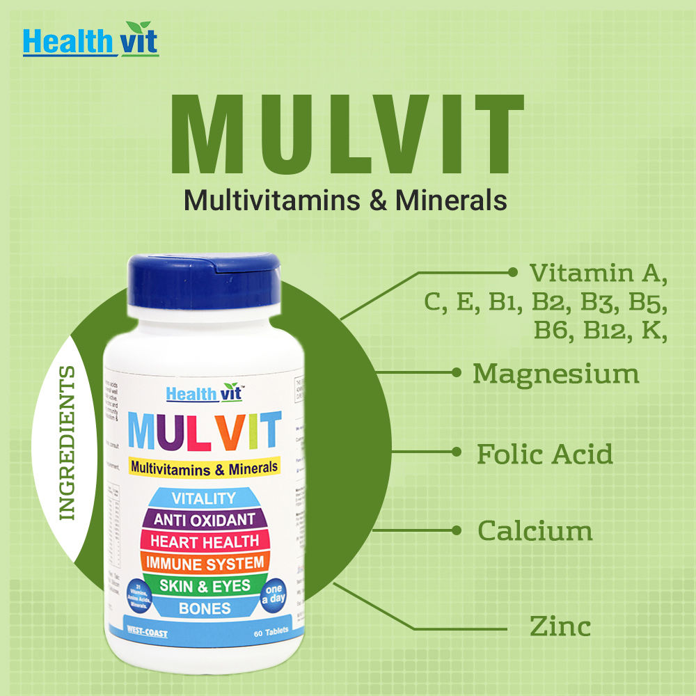 Healthvit Mulvit Multivitamins & Minerals, 60 Tablets Price, Uses, Side
