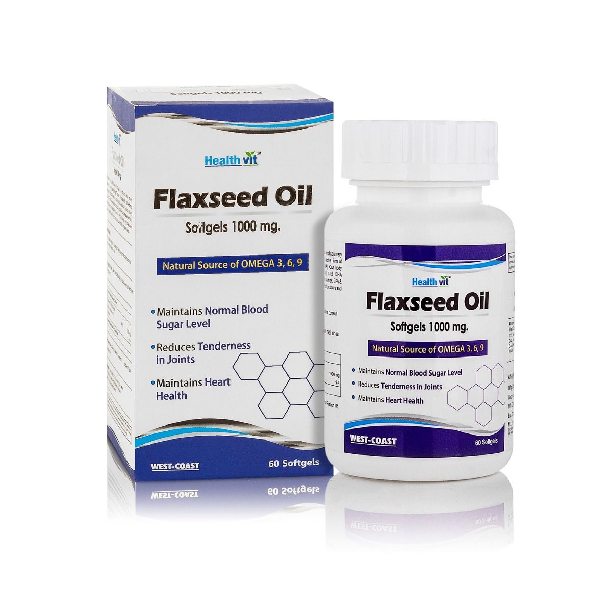 Buy Healthvit Flaxseed Oil 1000 mg, 60 Softgels Online
