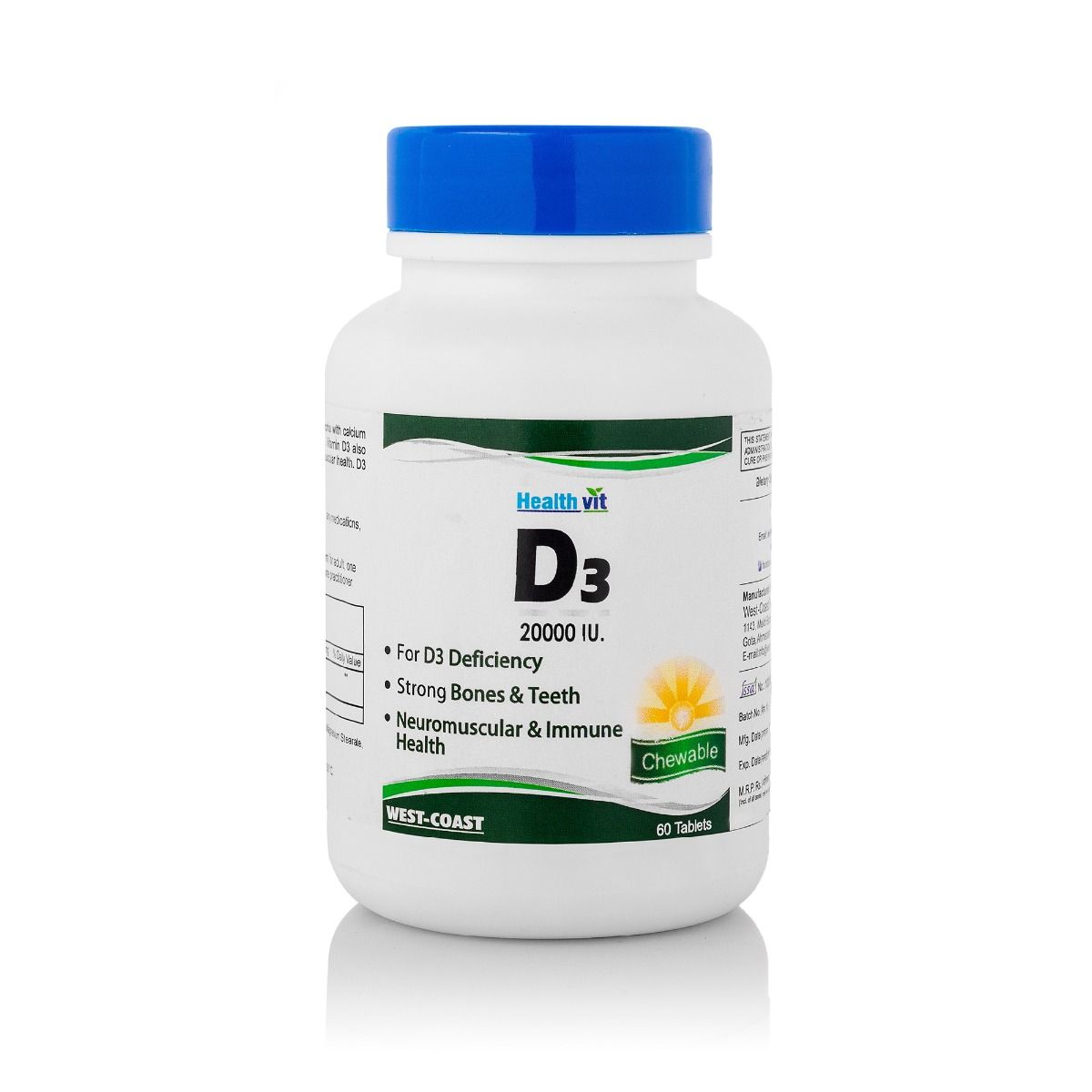 Buy Healthvit Vitamin D3 20000 IU, 60 Tablets Online