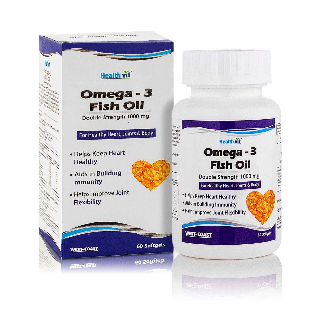 Buy Healthvit Omega-3 Fish Oil 1000 mg, 60 Softgels Online