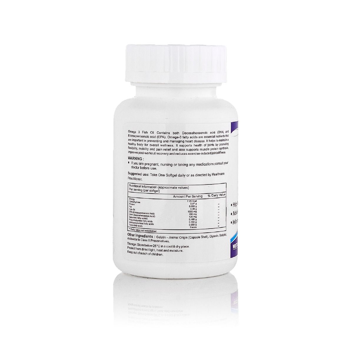 Healthvit Omega-3 Fish Oil 1000 mg, 60 Softgels, Pack of 1 