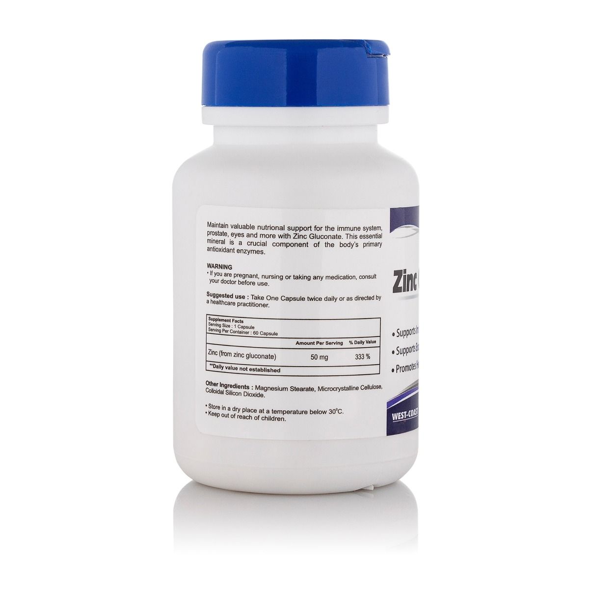 Healthvit Zinc Gluconate 50 mg, 60 Capsules Price, Uses, Side Effects