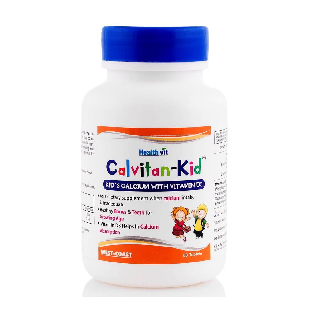 Buy Healthvit Calvitan-Kid Calcium (150 mg) & Vitamin D3 (30 IU), 60 Tablets Online