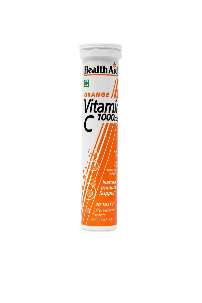 Health Aid Vitamin C Orange Immune Support Effervescent 1000 mg, 20 Tablets, Pack of 1 