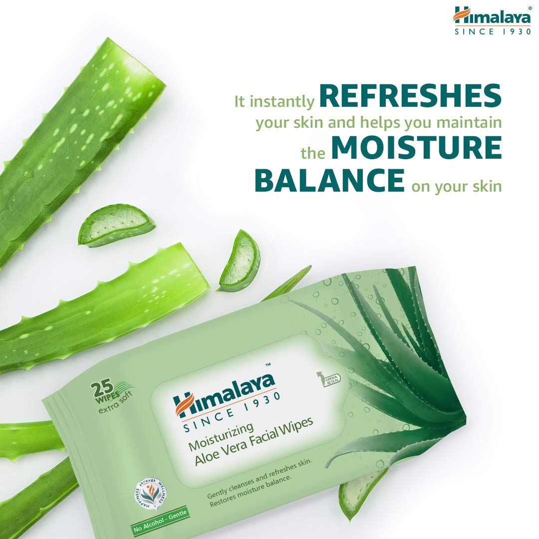 Himalaya Moisturizing Aloe Vera Facial Wipes, 25 Count Price, Uses ...