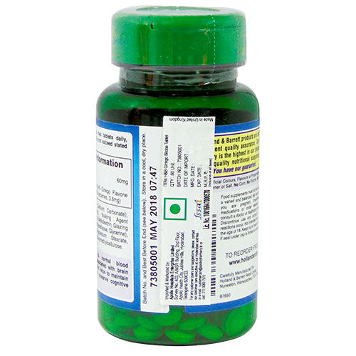 Holland & Barrett Ginkgo Biloba 60 mg, 60 Tablets, Pack of 1 