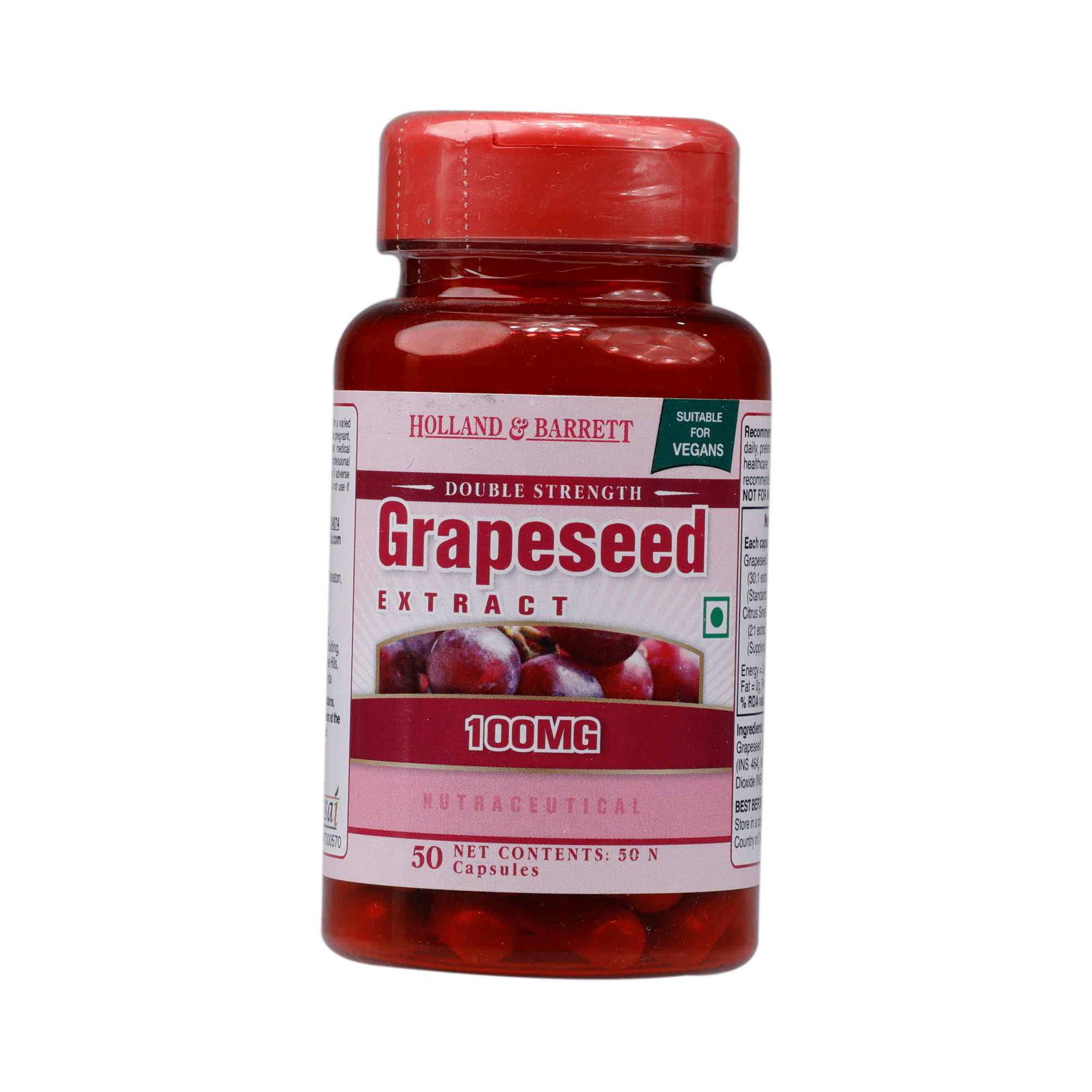 Holland & Barrett Double Strength Grapeseed Extract 100 mg, 50 Capsules