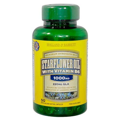 Buy Holland & Barrett Starflower Oil With Vitamin B6 1000 mg, 50 Capsules Online