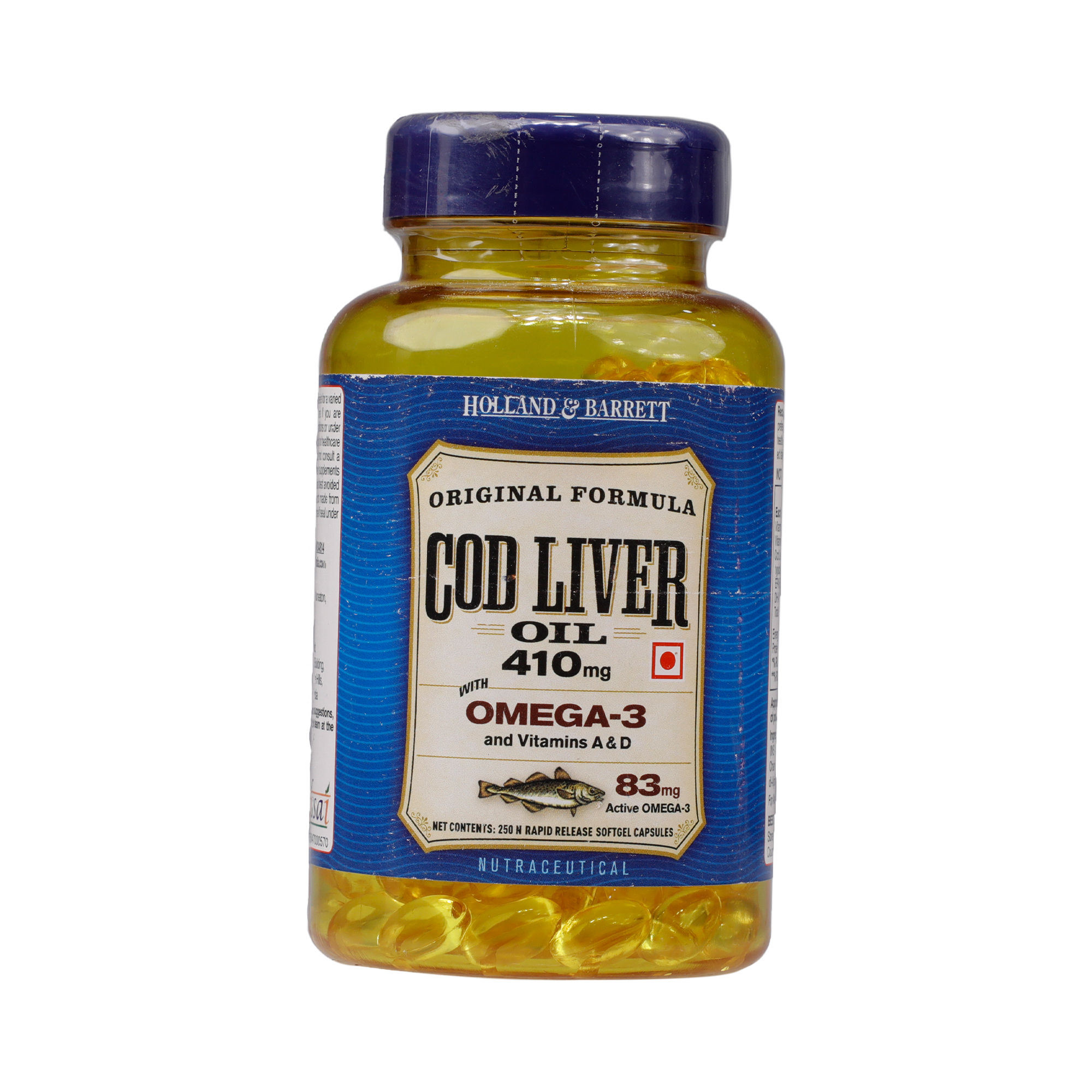 Buy Holland & Barrett Cod Liver Oil 410 mg, 250 Capsules Online