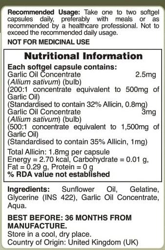 Holland & Barrett Garlic Oil With Allicin 2000 mg, 250 Capsules, Pack of 1 
