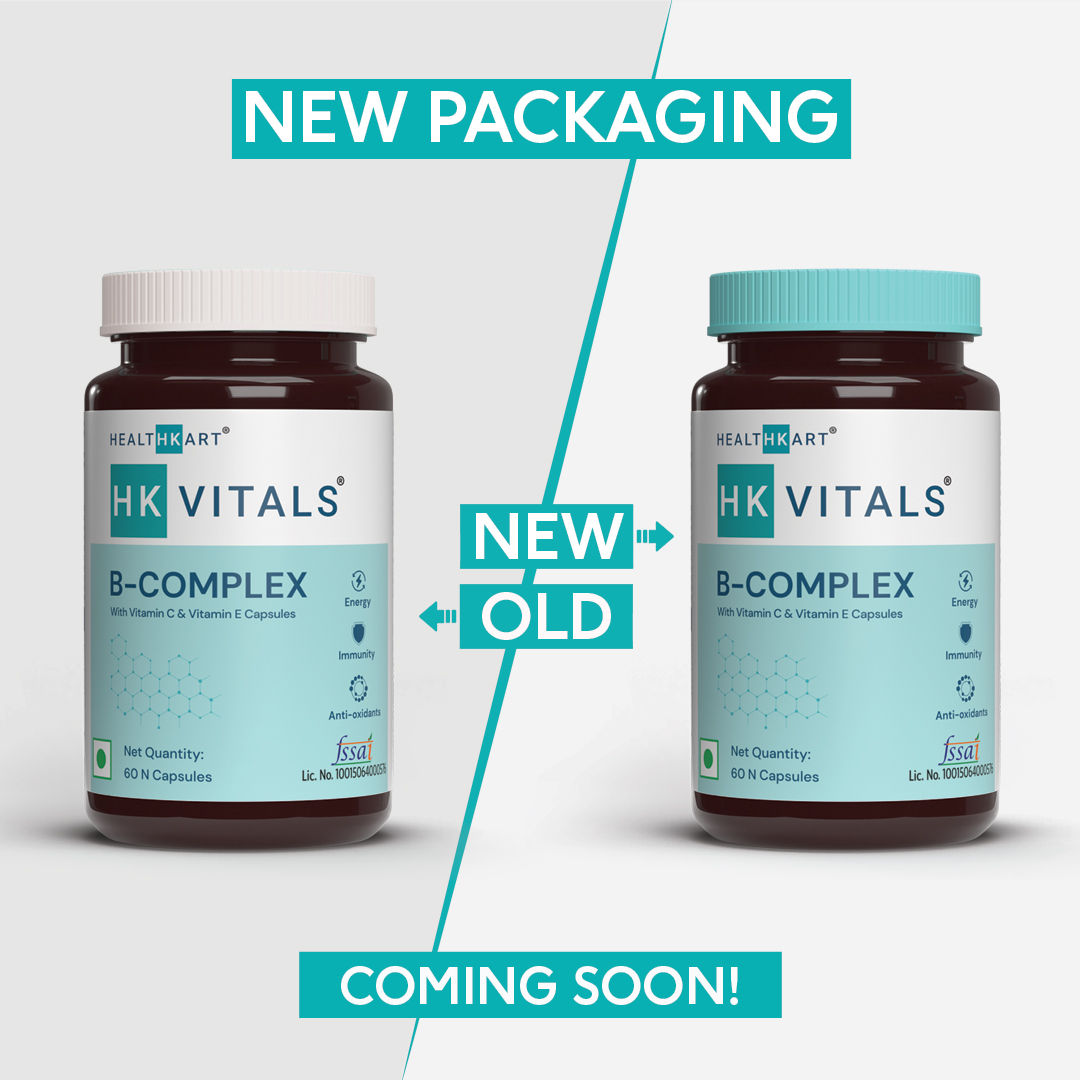 HealthKart HK Vitals B-Complex with Vitamin C & Vitamin E, 60 Capsules, Pack of 1 