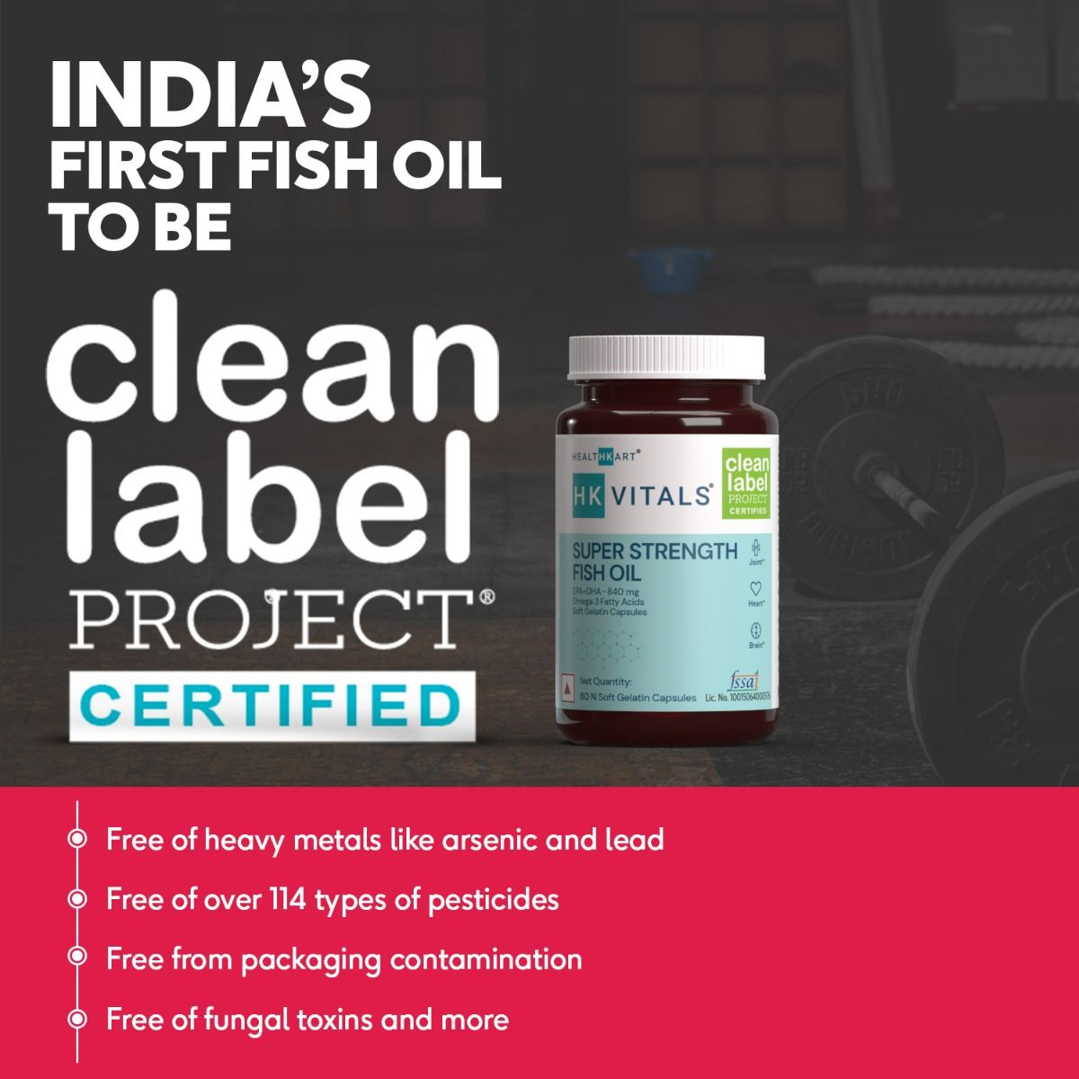 HealthKart HK Vitals Super Strength Fish Oil, 60 Soft Gelatin Capsules, Pack of 1 