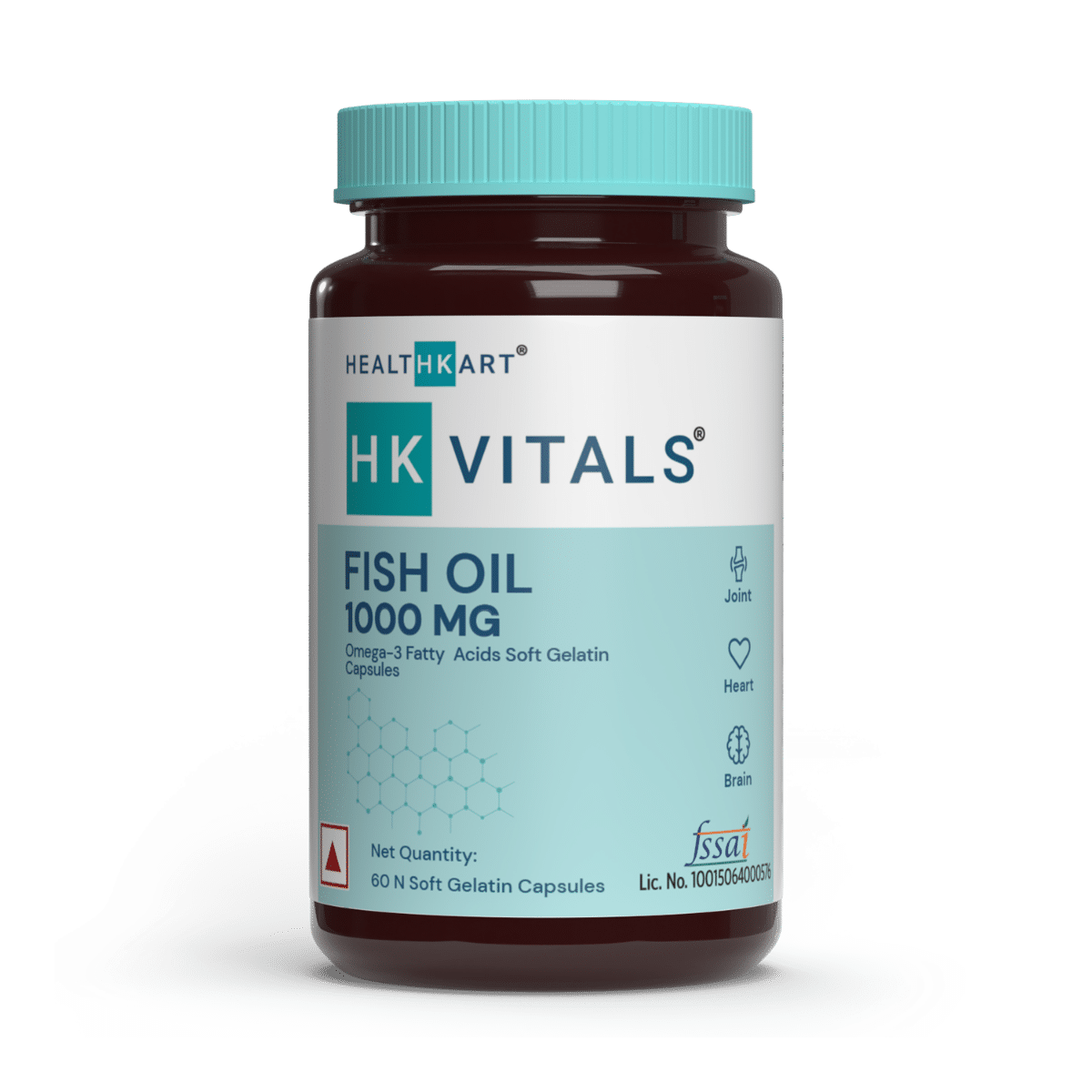 HealthKart HK Vitals Fish Oil 1000 mg, 60 Soft Gelatin Capsules, Pack of 1 