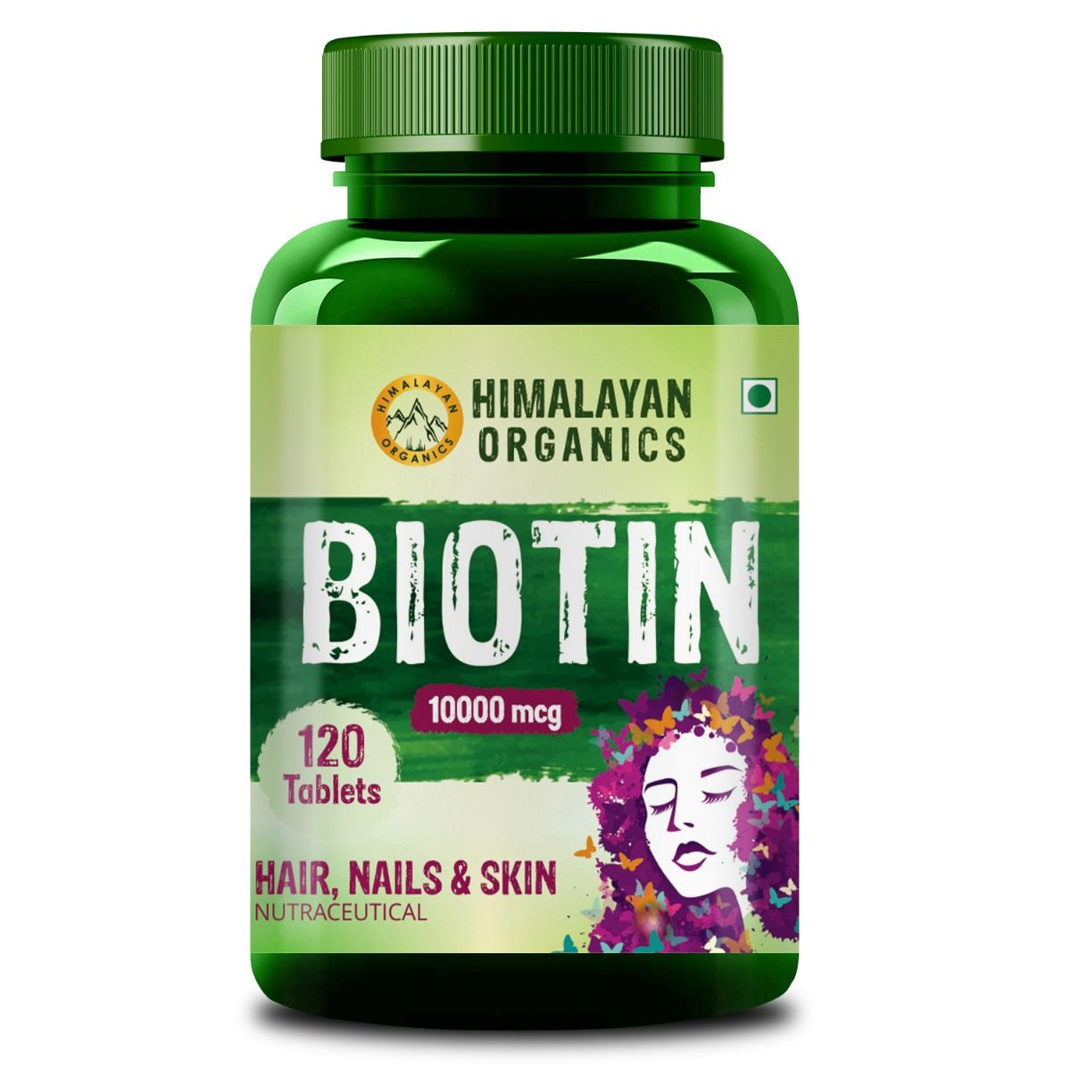 Himalayan Organics Biotin 10000 mcg, 120 Tablets, Pack of 1 