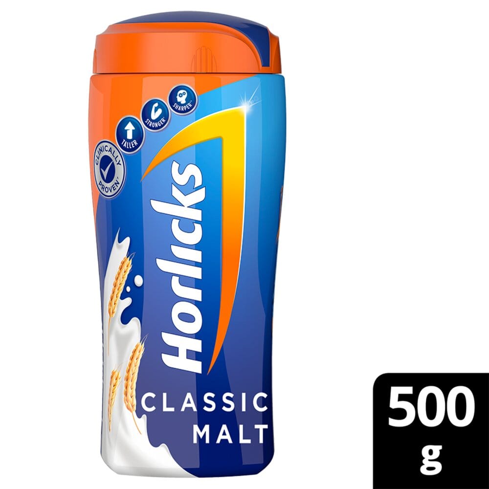 Horlicks Classic Malt Flavoured Health & Nutrition Drink, 500 gm Jar, Pack of 1 