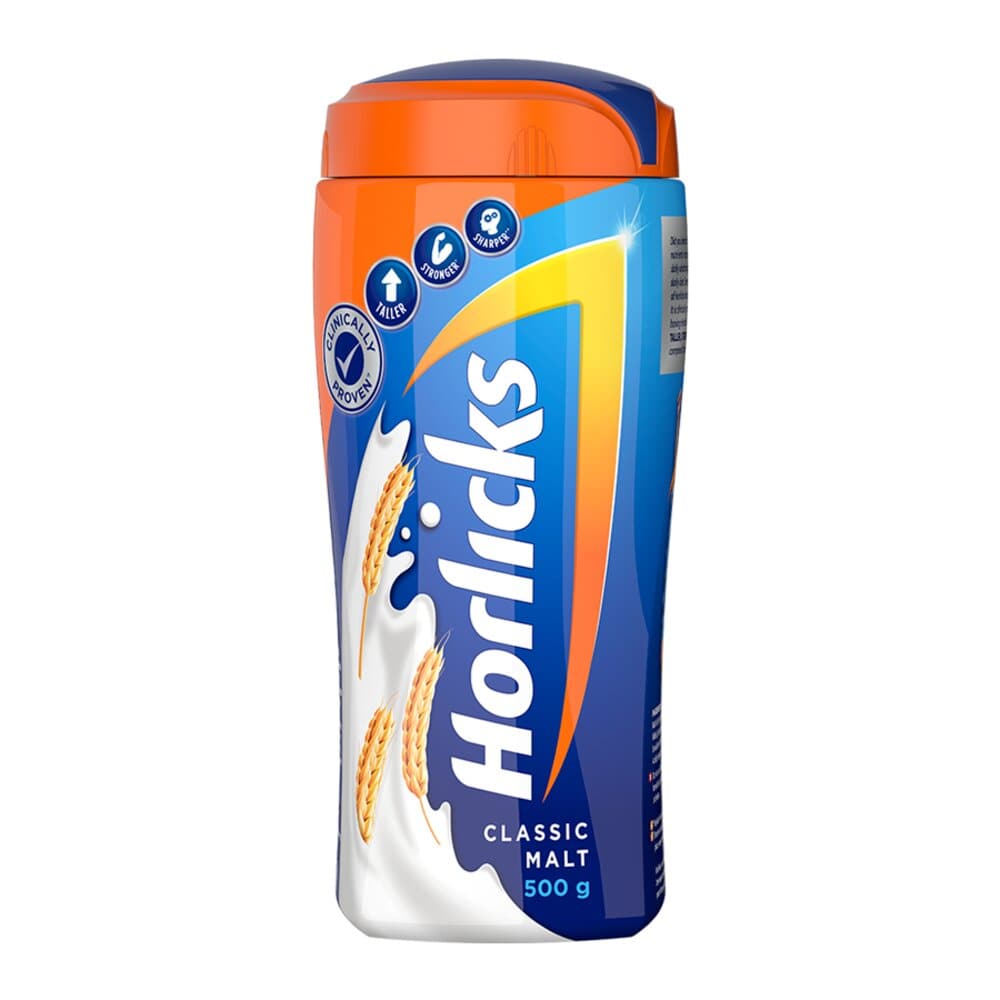 Buy Horlicks Classic Malt Flavour Nutrition Drink Powder, 500 gm Jar Online