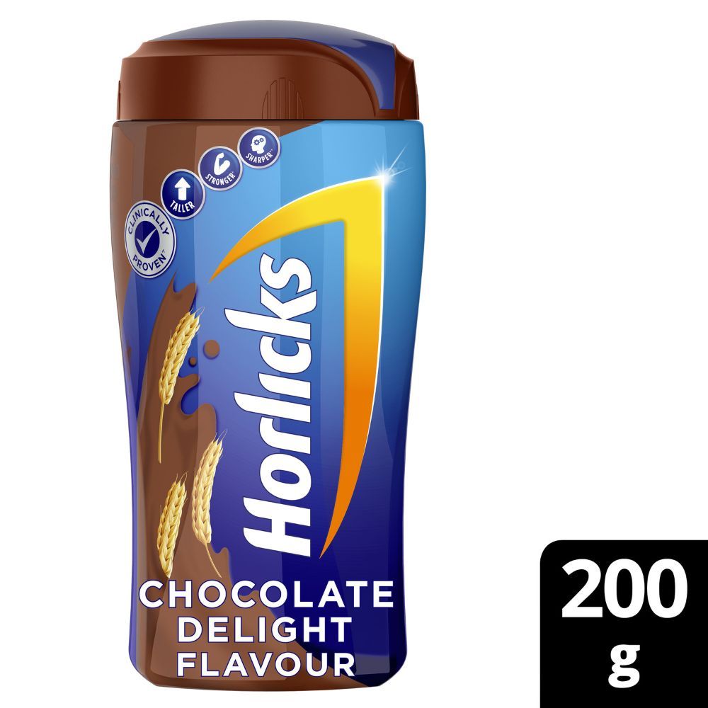 Horlicks Chocolate Delight Flavour Nutrition Drink Powder, 200 gm, Pack of 1 