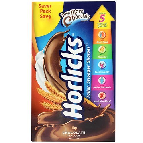 Horlicks Chocolate Delight Flavoured Health & Nutrition Drink, 1 kg Refill Pack, Pack of 1 