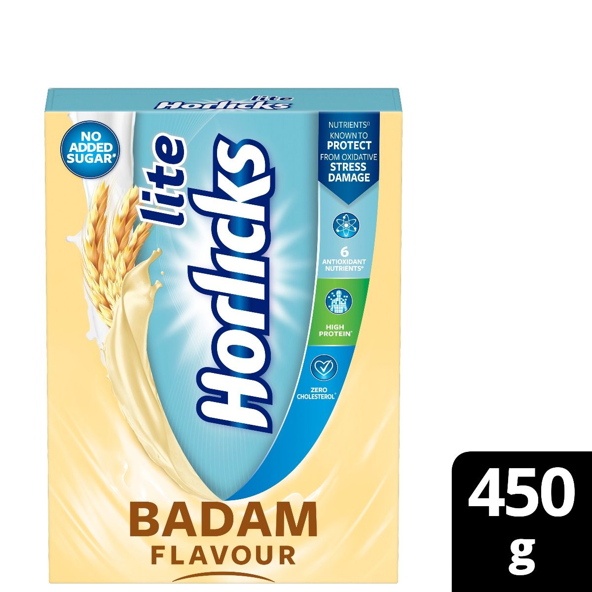 Horlicks Lite Badam Flavoured Health & Nutrition Drink, 450 gm Refill Pack, Pack of 1 